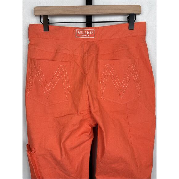 NEW Milano Di Rouge Nira Cargo Pant Women's Large Orange Stretch Logo Streetwear - Picture 5 of 10